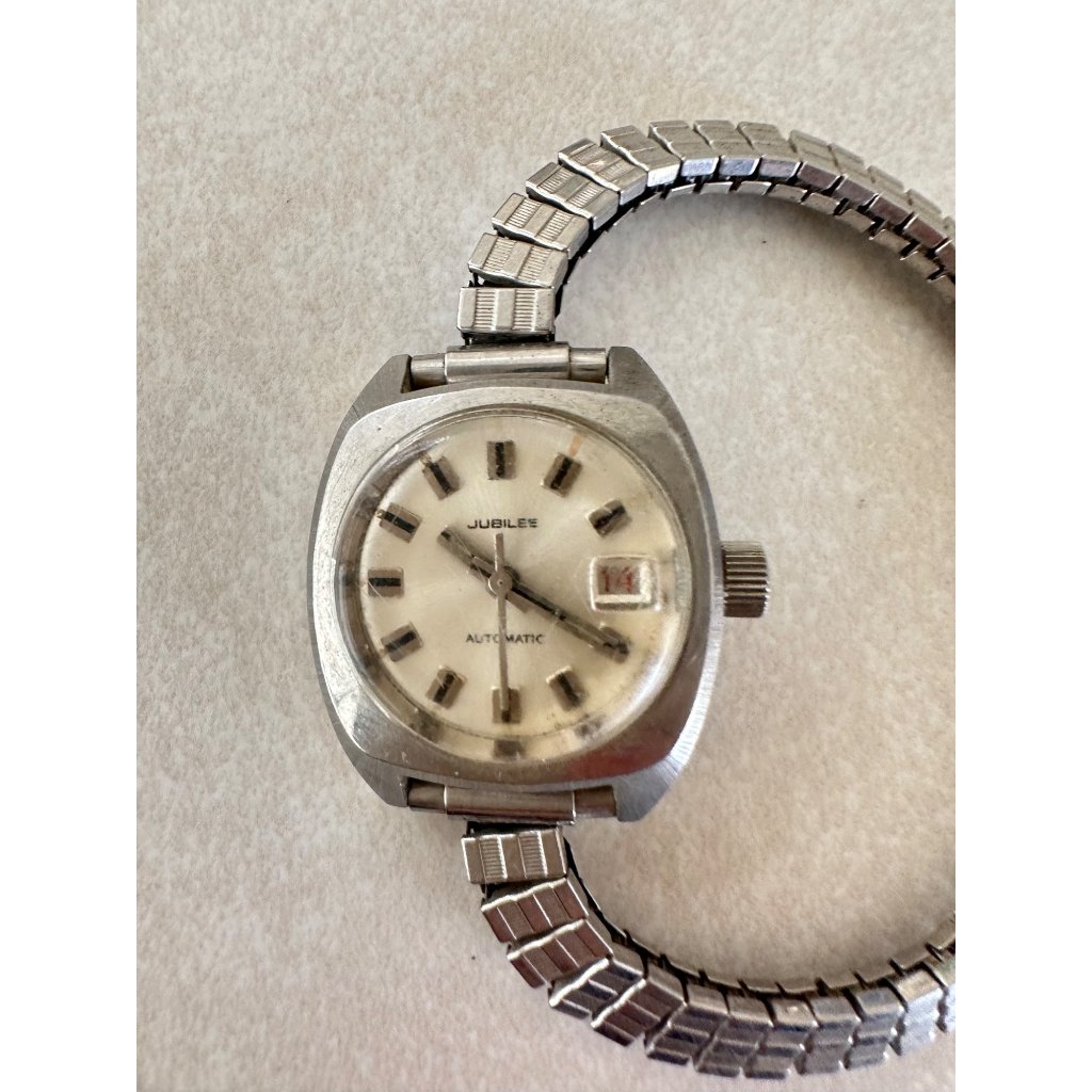 For Parts Repair Jubilee Vintage Ladies Silver Tone Automatic Watch